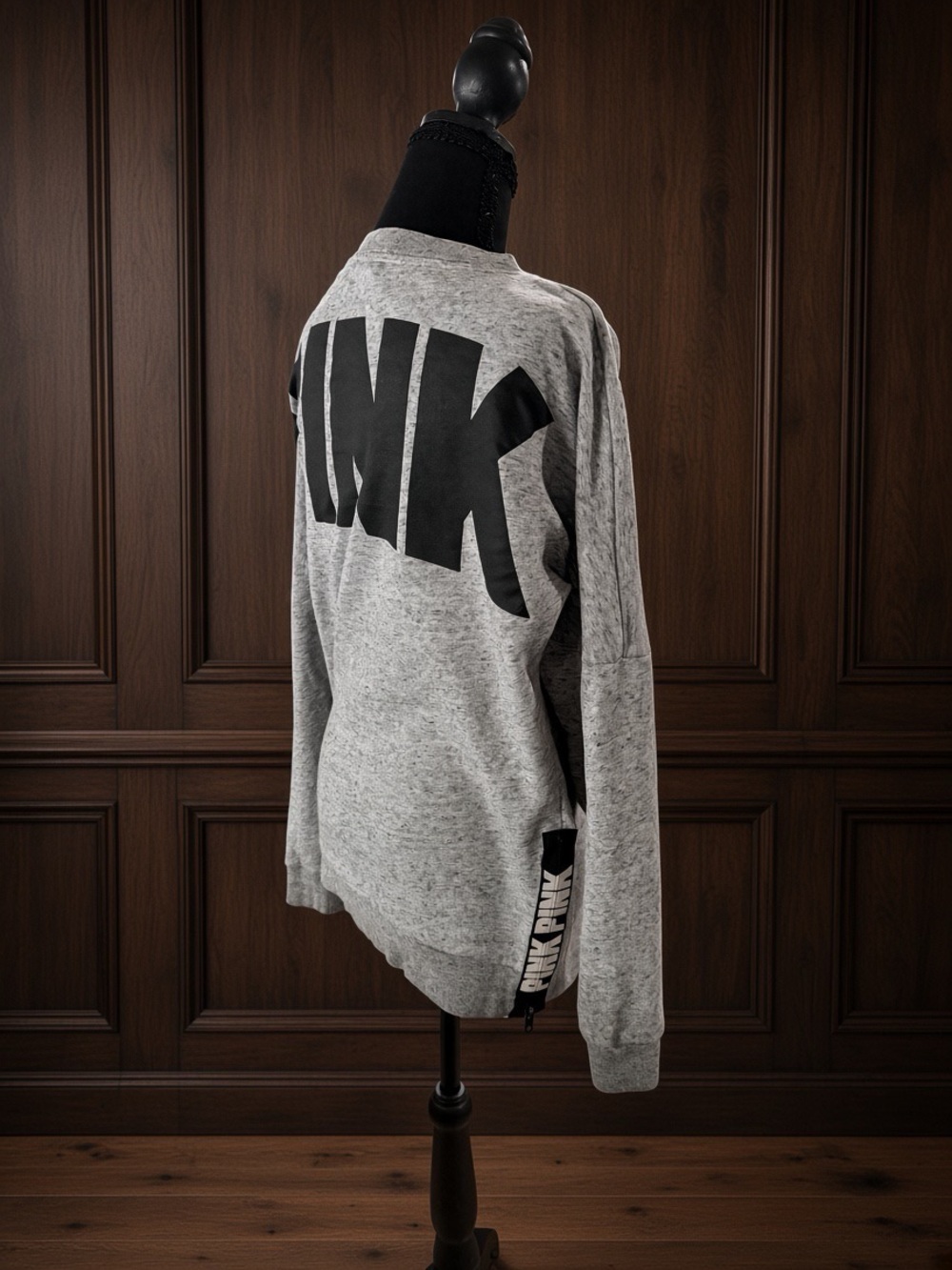 PINK Victoria’s Secret Grey Side-Zip Crew Sweatshirt – Size XS